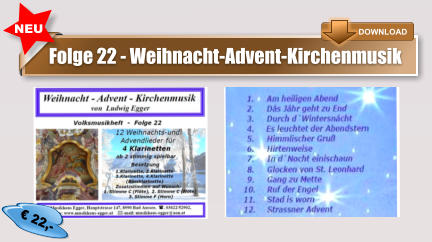 € 22,-    Folge 22 - Weihnacht-Advent-Kirchenmusik  NEU DOWNLOAD